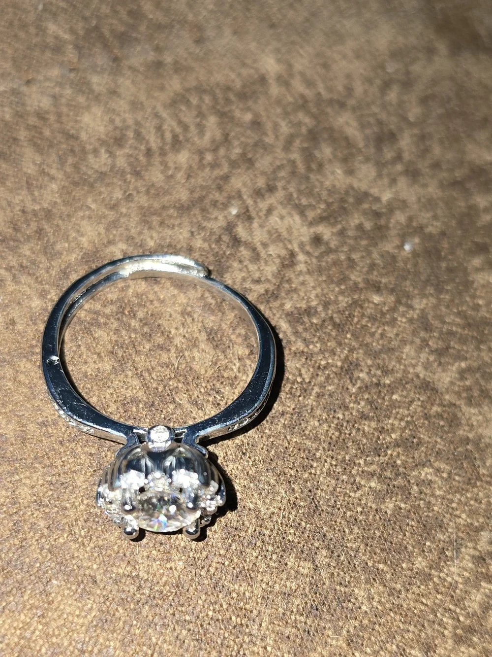 NWOT 1ct GRA Certified Moissanite Square Cluster Ring Adjustable Silver Tone